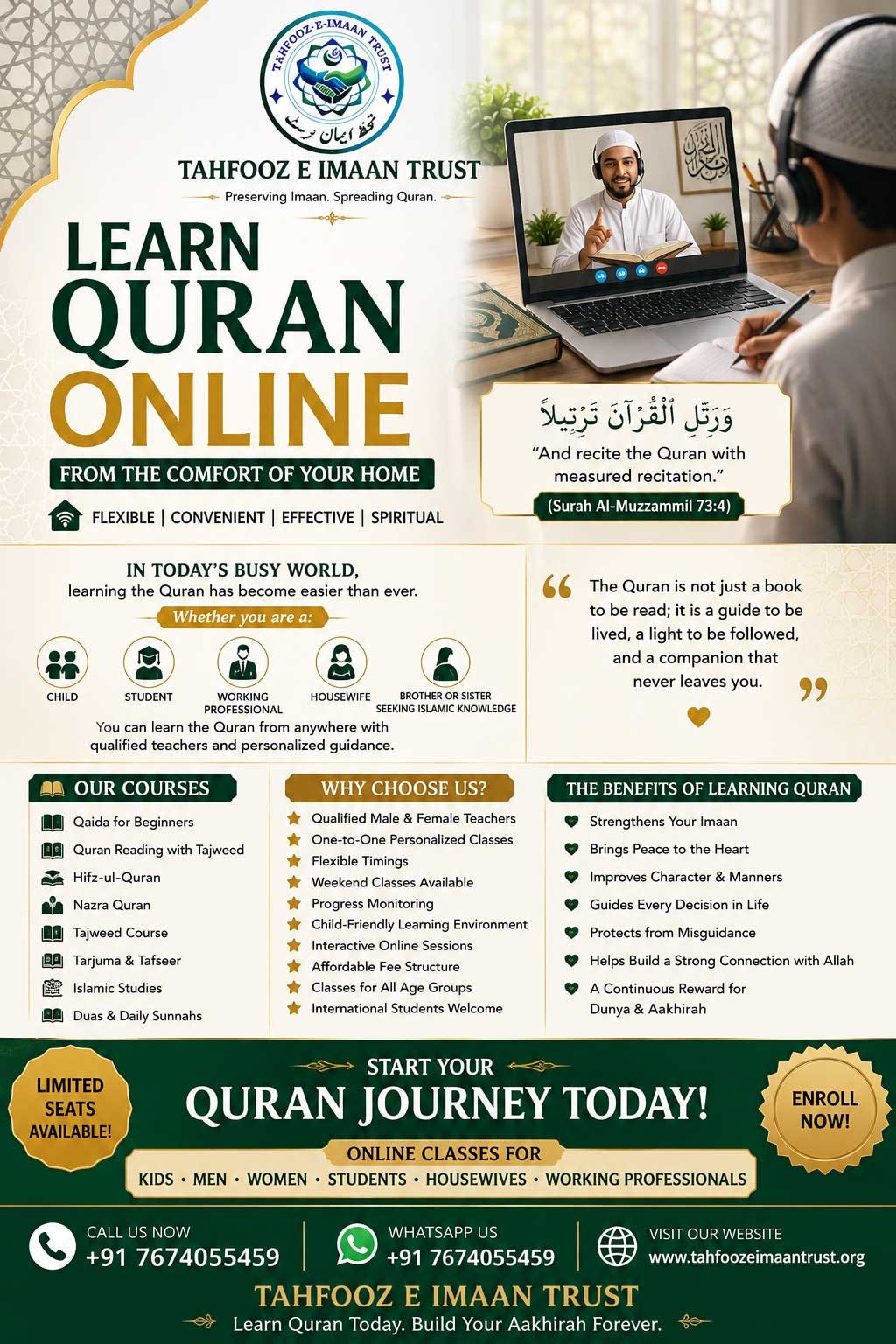 Learn Quran Online- Tahfooz-E-Imaan Trust
